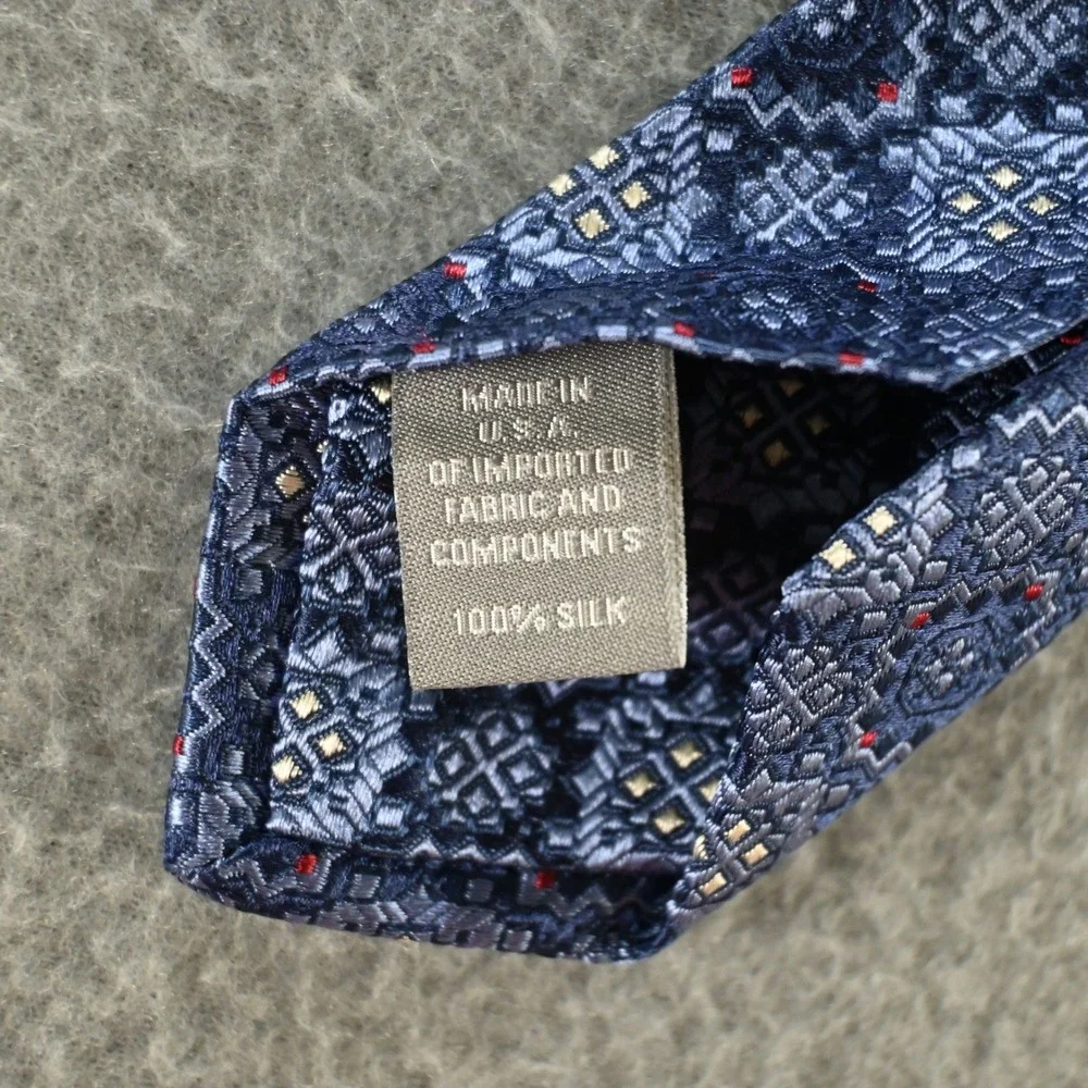 Daniel Cremieux Mens Signature Collection Silk Geometric Medallion Tie Blue OS